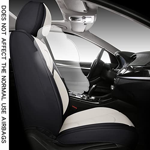 NS YOLO Full Coverage Car Seat Covers Universal Fit for Cars SUVs Pick-up Trucks with Waterproof Leatherette in Automotive Vehicle Interior Accessories (Black and White, Full Set) - Image 2