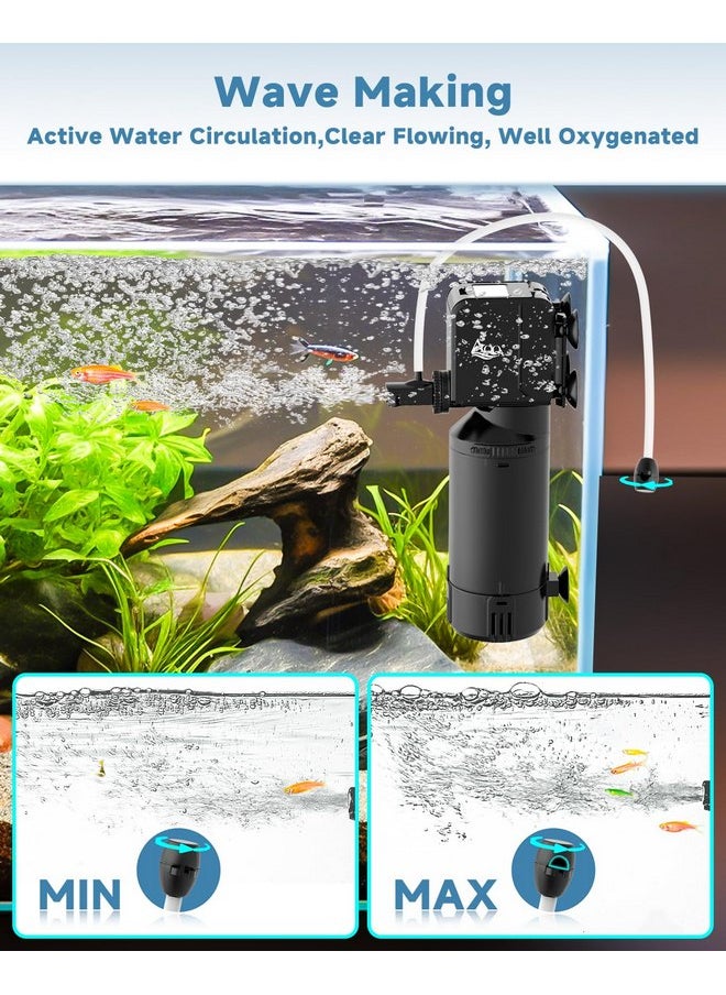 AQQA - AQQA Dual-Use Aquarium Filter,Fish Tank Filter + Small Water Pump,Filtration,Wave-Making,Dissolved Oxygen,Water Circulation,Water Changes,Fountains Multifunctional Pump,Saltwater Freshwater (18W) - Image 1