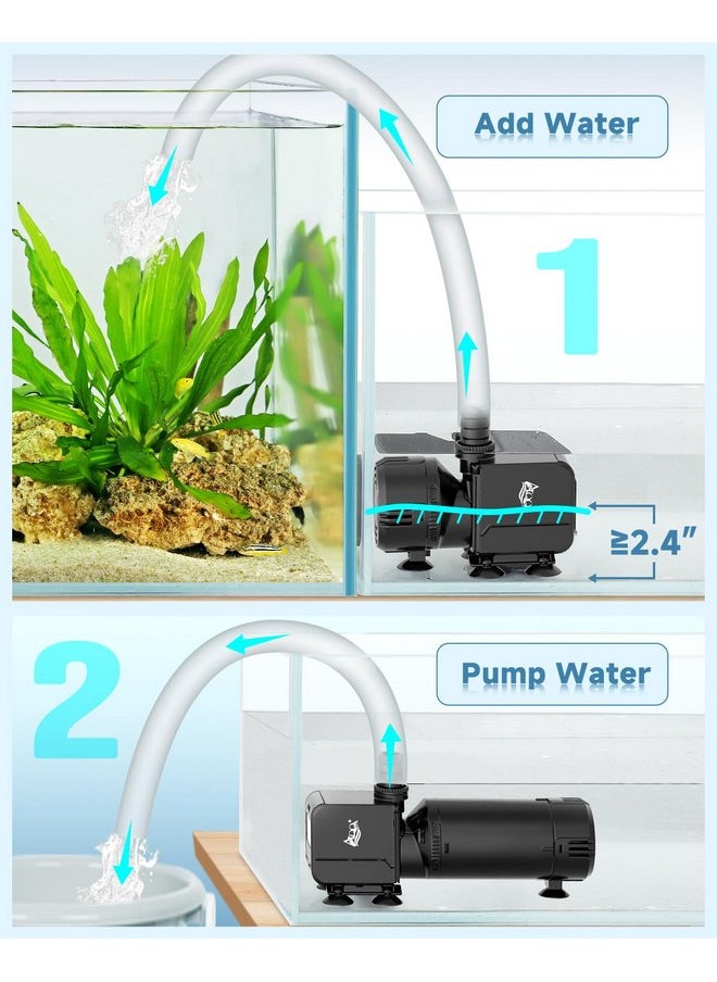 AQQA - AQQA Dual-Use Aquarium Filter,Fish Tank Filter + Small Water Pump,Filtration,Wave-Making,Dissolved Oxygen,Water Circulation,Water Changes,Fountains Multifunctional Pump,Saltwater Freshwater (18W) - Image 1