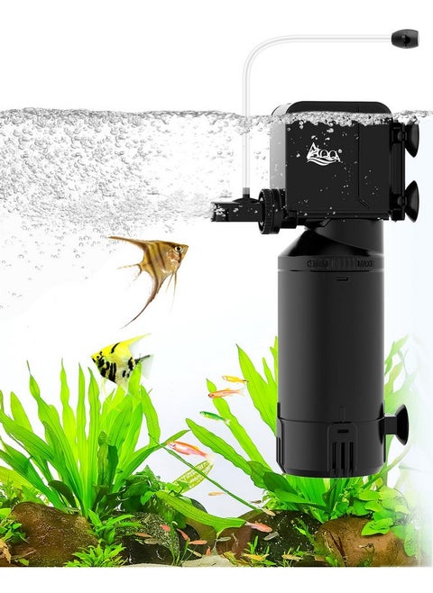 AQQA Dual-Use Aquarium Filter,Fish Tank Filter + Small Water Pump,Filtration,Wave-Making,Dissolved Oxygen,Water Circulation,Water Changes,Fountains Multifunctional Pump,Saltwater Freshwater (18W)