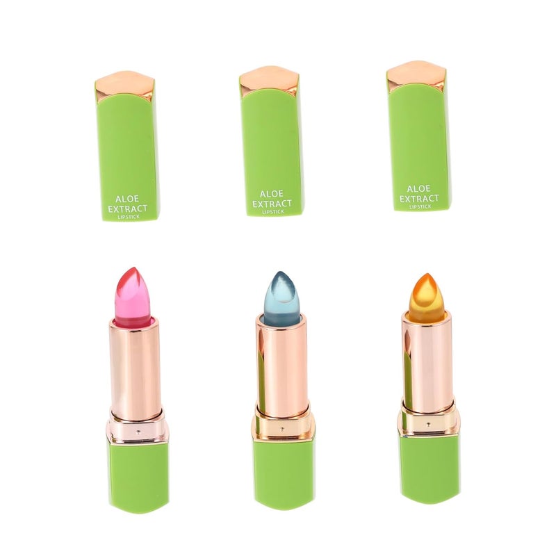 Healifty 3pcs Moisturizing Lip Gloss Hydrating Shimmer Jelly Lip Care with Color Change Compact Non Greasy Lipstick for Purple Red - Image 1