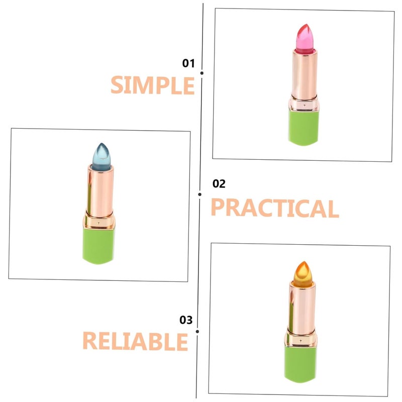 Healifty 3pcs Moisturizing Lip Gloss Hydrating Shimmer Jelly Lip Care with Color Change Compact Non Greasy Lipstick for Purple Red - Image 3