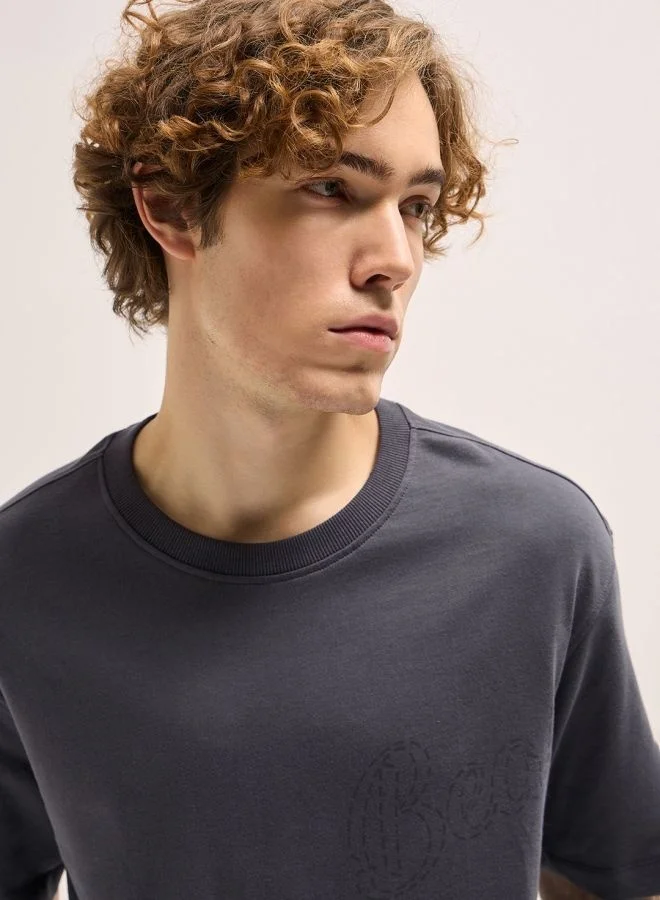 The Bear House  Men's Grey Oversize Graphic Print Crew Neck T-shirt Perfect For Casual Wear, Gym, Travel, Or Layering Stylish And Versatile Essential For Every Wardrobe for Men | Best Price UAE