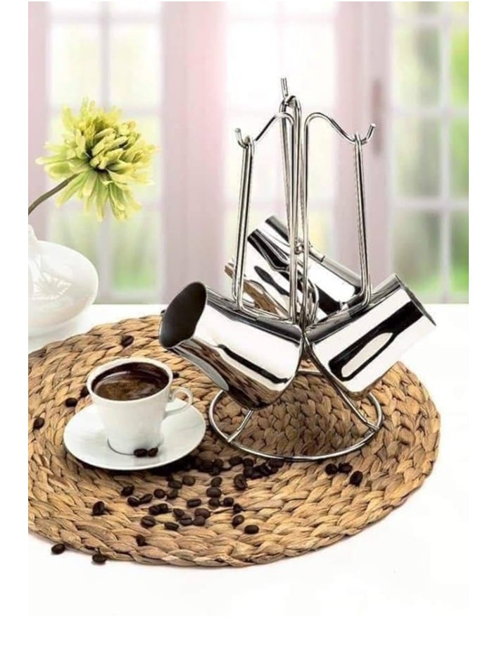 Generic 3-Piece Stainless Steel Turkish Coffee Pot Set with Stand  - Image 3