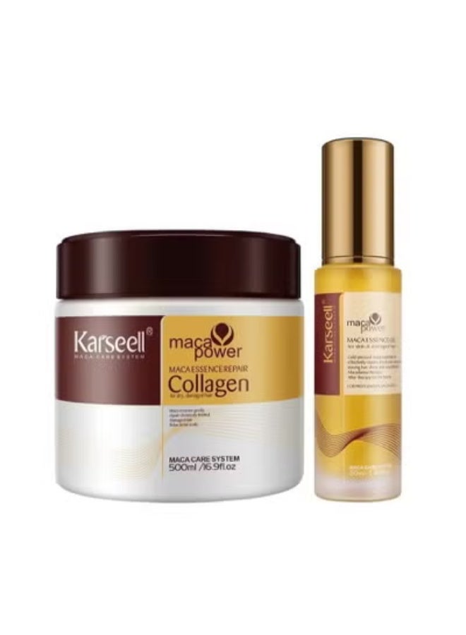 Karseell Collagen Hair Treatment Deep Repair Set – Conditioning Hair Mask & Argan Oil for Dry, Damaged Hair | 500ml + 50ml | Suitable for All Hair Types - Image 2