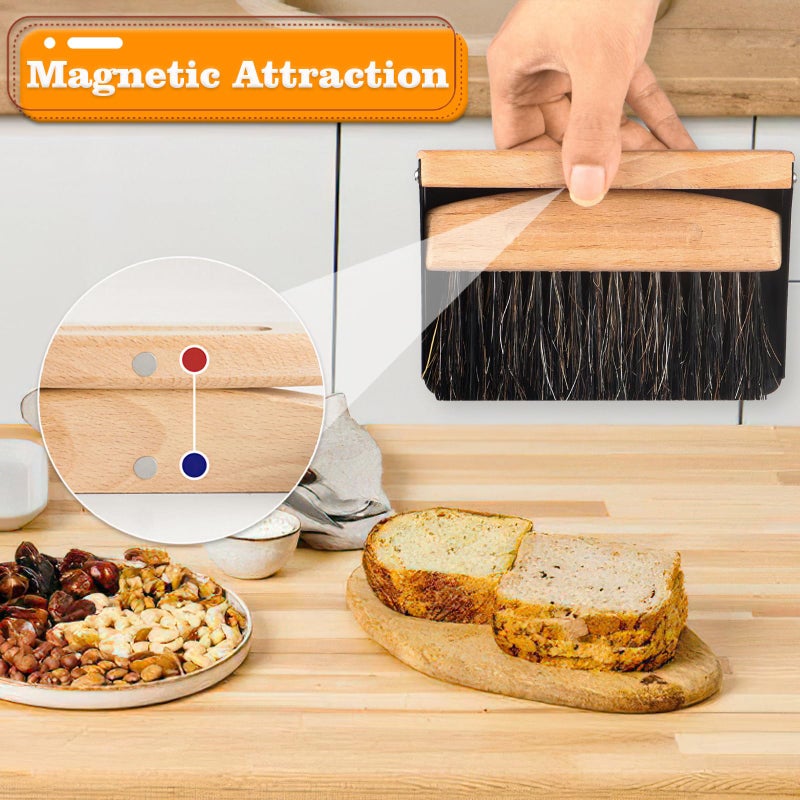 Nokiils Small Dust Pan And Brush Set  Mini Hand Broom And Dustpan Set  Wooden Crumb Sweeper For Home Desktop  Sofa  Pet Care Household (Black) - Image 5