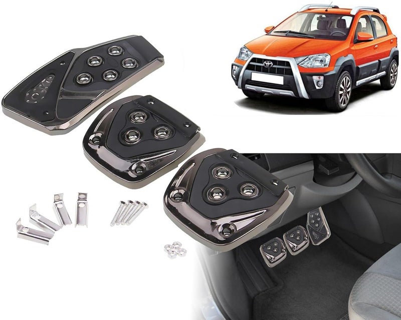 Selifaur - 3 Pcs Black Non-Slip Manual Car Pedals kit Pad Covers Set for Toyota Etios Cross - Image 1