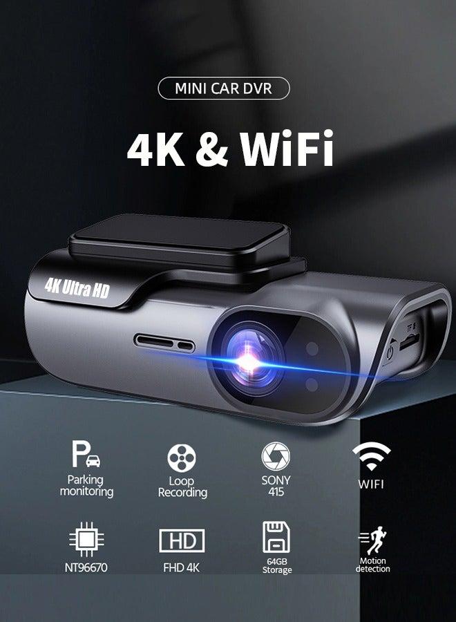 ديقيساند كاميرا Dash Cam 4K Dash Cam WIFI UHD 3840 * 2160P كاميرا فيديو مسجل فيديو مسجل قيادة السيارة كاميرا مراقبة مسجل كاميرا Dashcam مسجل الصندوق الأسود 24 ساعة مراقبة ليلية - Image 2