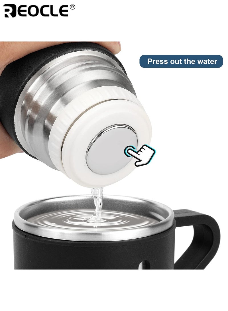 REOCLE Stainless Steel Vacuum Flask Set 500ml/16.9oz Insulated Thermal Mug Keeps Drinks Hot Cold Bonus Cup for Business School Office Use - Image 5