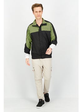 Jack Jones Men High Neck Gingham Long Sleeve Windbreaker Jacket, Black  - Image 3
