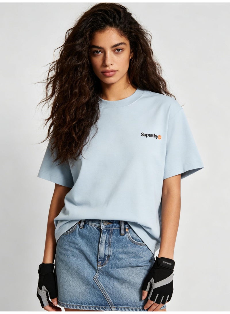 Superdry heavy 300g cotton short-sleeved T-shirts for men and women with the same simple small loose casual couple tops. - Image 4
