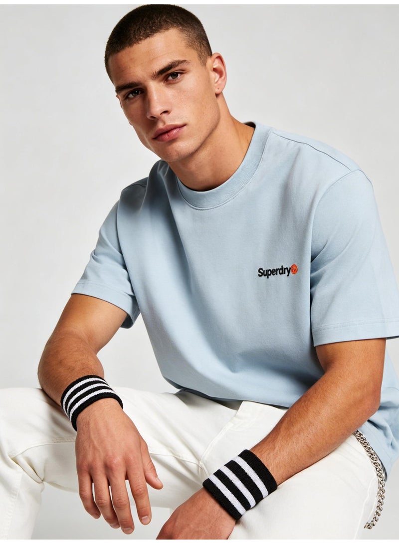 Superdry heavy 300g cotton short-sleeved T-shirts for men and women with the same simple small loose casual couple tops. - Image 3