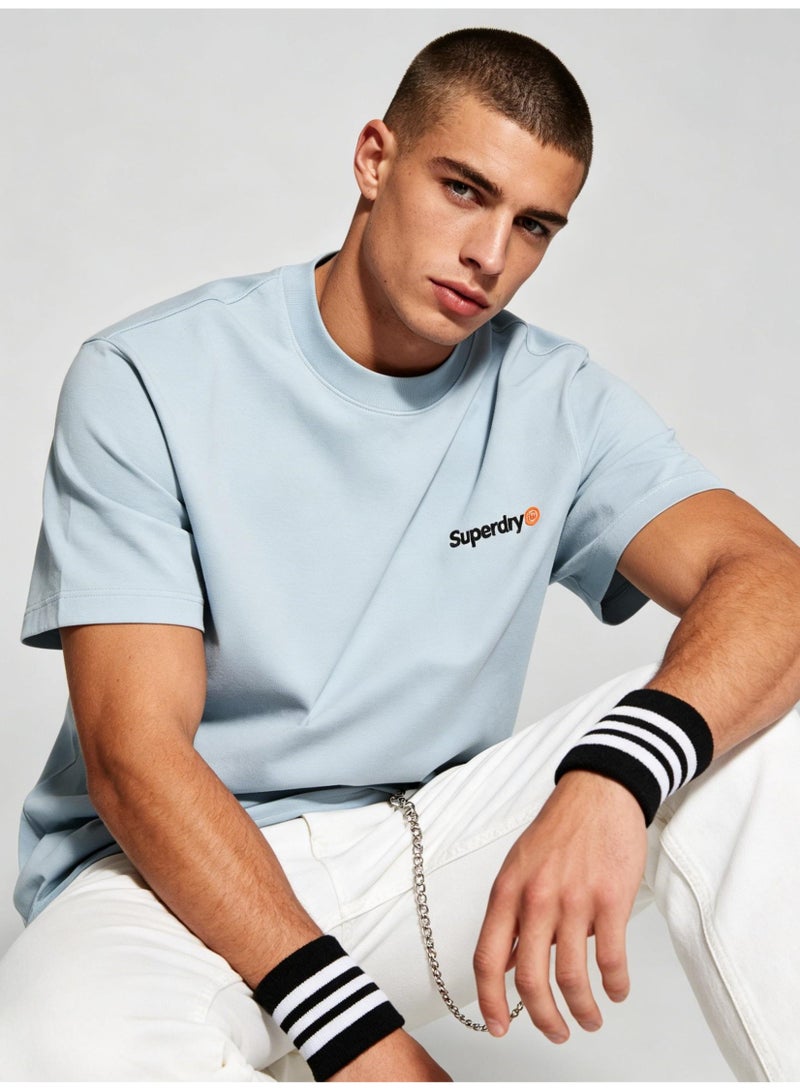 Superdry heavy 300g cotton short-sleeved T-shirts for men and women with the same simple small loose casual couple tops. - Image 2