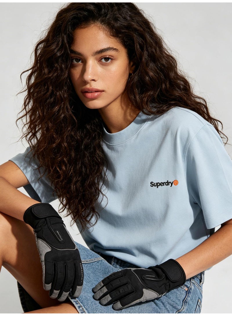 Superdry heavy 300g cotton short-sleeved T-shirts for men and women with the same simple small loose casual couple tops. - Image 5