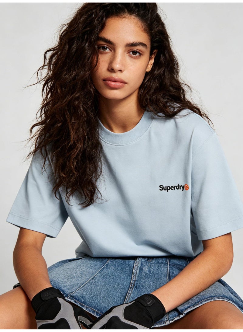 Superdry heavy 300g cotton short-sleeved T-shirts for men and women with the same simple small loose casual couple tops. - Image 1