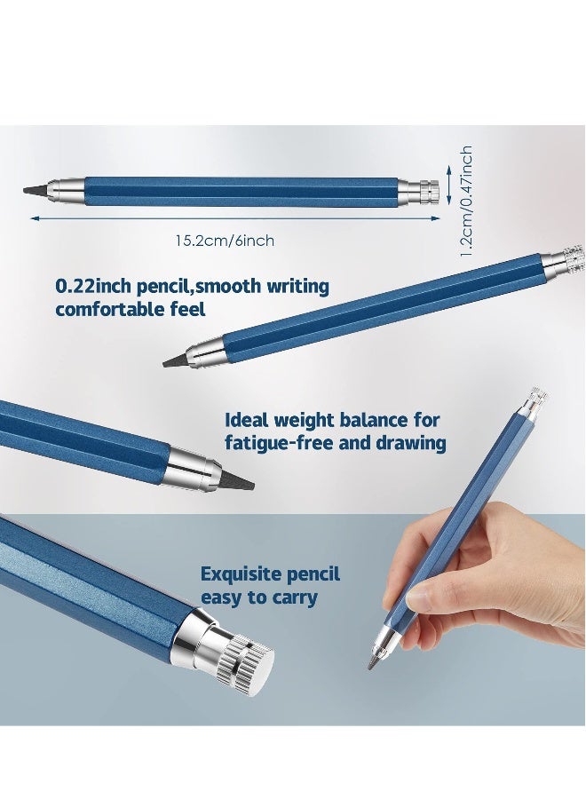 Mechanical Pencils Set, 4 Pieces 5.6 mm Sketch Metal Automatic Graphite Pencil with 6 Tubes Refills Pencil Replacements for Woodworking Architect Art Painter Drawing Crafting - Image 4