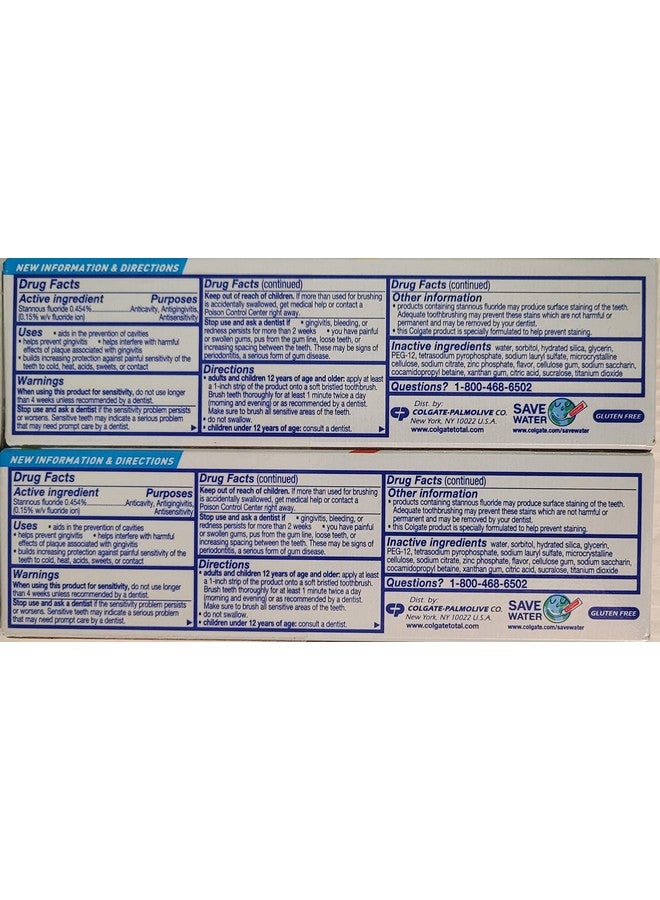 كولجيت معجون أسنان كولجيت توتال، بنكهة النعناع المنعش، 3.3 أونصة، عبوة من قطعتين، 6.6 أونصة سائلة - Image 2
