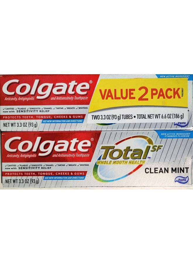 كولجيت معجون أسنان كولجيت توتال، بنكهة النعناع المنعش، 3.3 أونصة، عبوة من قطعتين، 6.6 أونصة سائلة - Image 1