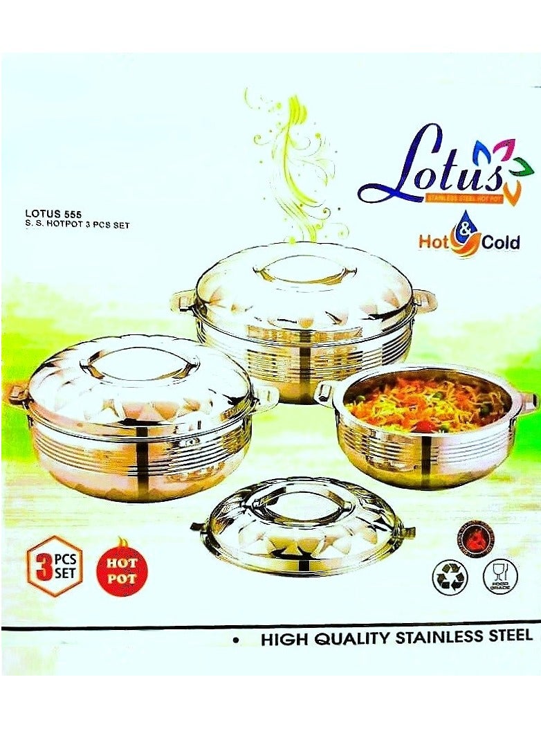 Lotus Set Of 3-Piece Stainless Steel Food Containers Available in different sizes - Image 1