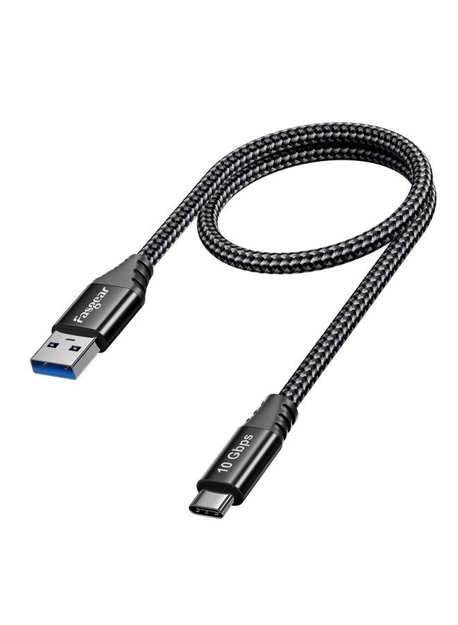 Fasgear USB Type C Cable 1.65ft: Short USB A to C 3.2 Gen 2 Cord Braided - 10Gbps Android Auto Type C Data Cable - 3A Fast Charging Compatible for iPad Pro External SSD X-box Series Controller - Image 1
