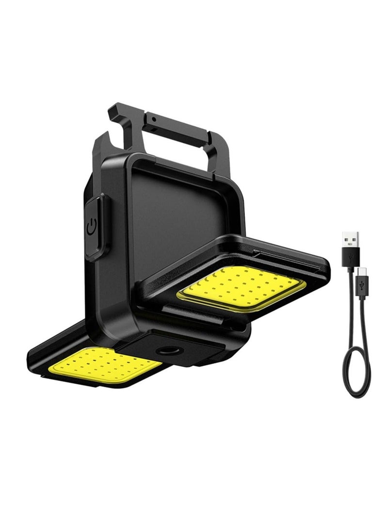 Loquat COB Mini Rechargeable Keychain Work Light, 1000 Lumens 4 Modes, Waterproof Flashlight with Folding Magnet Bracket Bottle Opener, Suitable for Walking, Camping, Repairing, Running Outdoor - Image 1