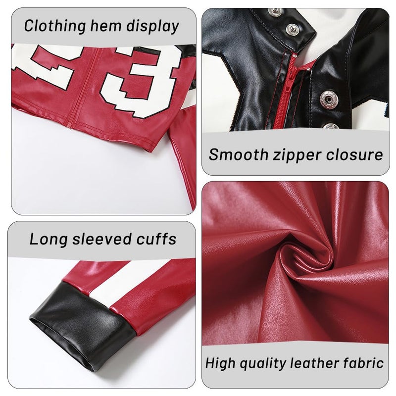 VOIKERDR Leather Jacket Cropped Jacket Motorcycle Jacket Y2K Letter Bomber Jacket Women Faux Leather Jacket Streetwear - Image 5