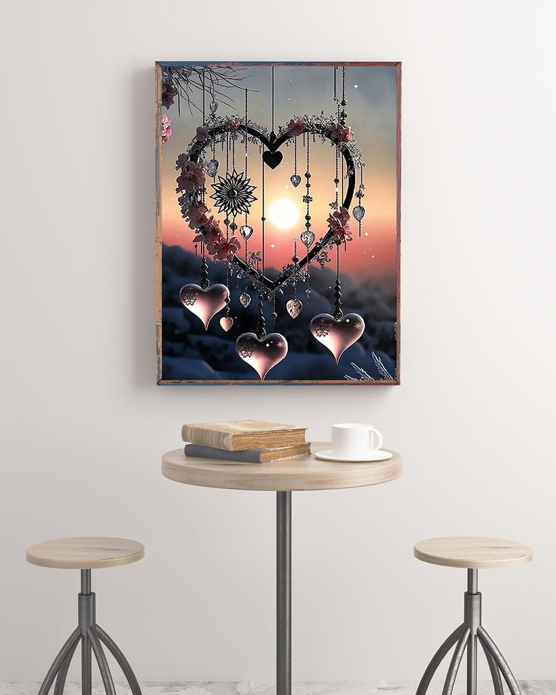 KINPLUB 5D Diamond Painting Kits for Adults, Love Heart Dream Catcher Diamond Art Kits for Adults Beginners, DIY Full Drill Round Diamond Dots, Home Wall Decor 12x16 Inch - Image 4