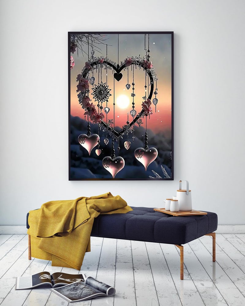 KINPLUB 5D Diamond Painting Kits for Adults, Love Heart Dream Catcher Diamond Art Kits for Adults Beginners, DIY Full Drill Round Diamond Dots, Home Wall Decor 12x16 Inch - Image 5