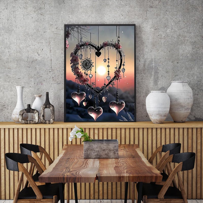 KINPLUB 5D Diamond Painting Kits for Adults, Love Heart Dream Catcher Diamond Art Kits for Adults Beginners, DIY Full Drill Round Diamond Dots, Home Wall Decor 12x16 Inch - Image 2