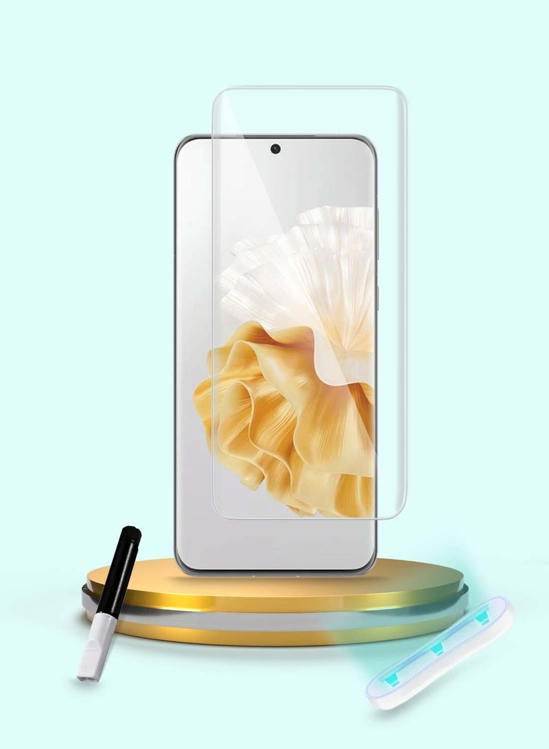 Wtech Huawei P60 Pro 4G 2023 Premium Curved Edges UV Full Glue Full Cover Tempered Glass Screen Protector - Clear - Image 1