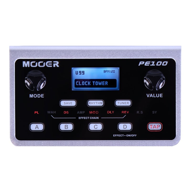 Mooer MOOER PE100 Portable Desk Top Guitar Multi Effects with 198 presets, 36 effects, Drum Machine, Metronome, Tap Tempo, Aux In Headphone - Image 1