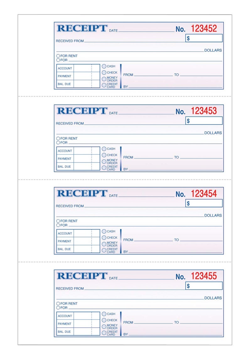 Adams HardBound Money Receipt Book 3Part Carbonless WhiteCanaryPink 11 x 758 Inches 33 Sets TCH1185