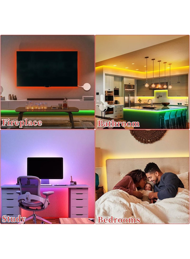 LED Lights for Bedroom, 10m RGB LED Strip Lights with 44 Keys IR Remote, Smart LED Light Strip with Adhesive Backing Adjustable Brightness App Control for Bedroom Party Decoration - Image 3