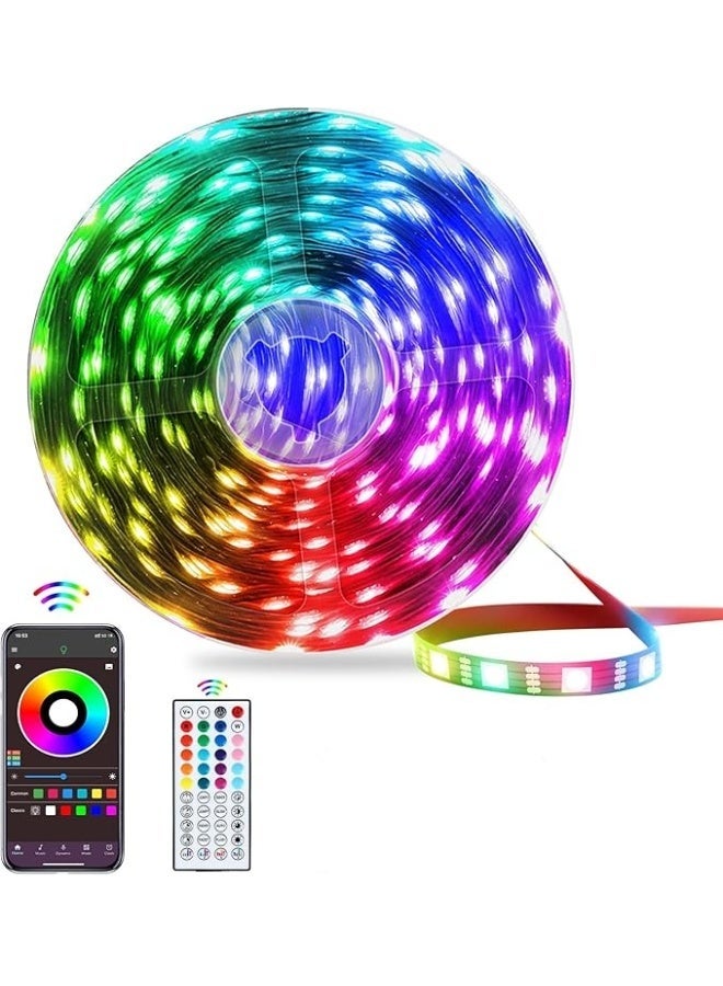 LED Lights for Bedroom, 10m RGB LED Strip Lights with 44 Keys IR Remote, Smart LED Light Strip with Adhesive Backing Adjustable Brightness App Control for Bedroom Party Decoration - Image 1