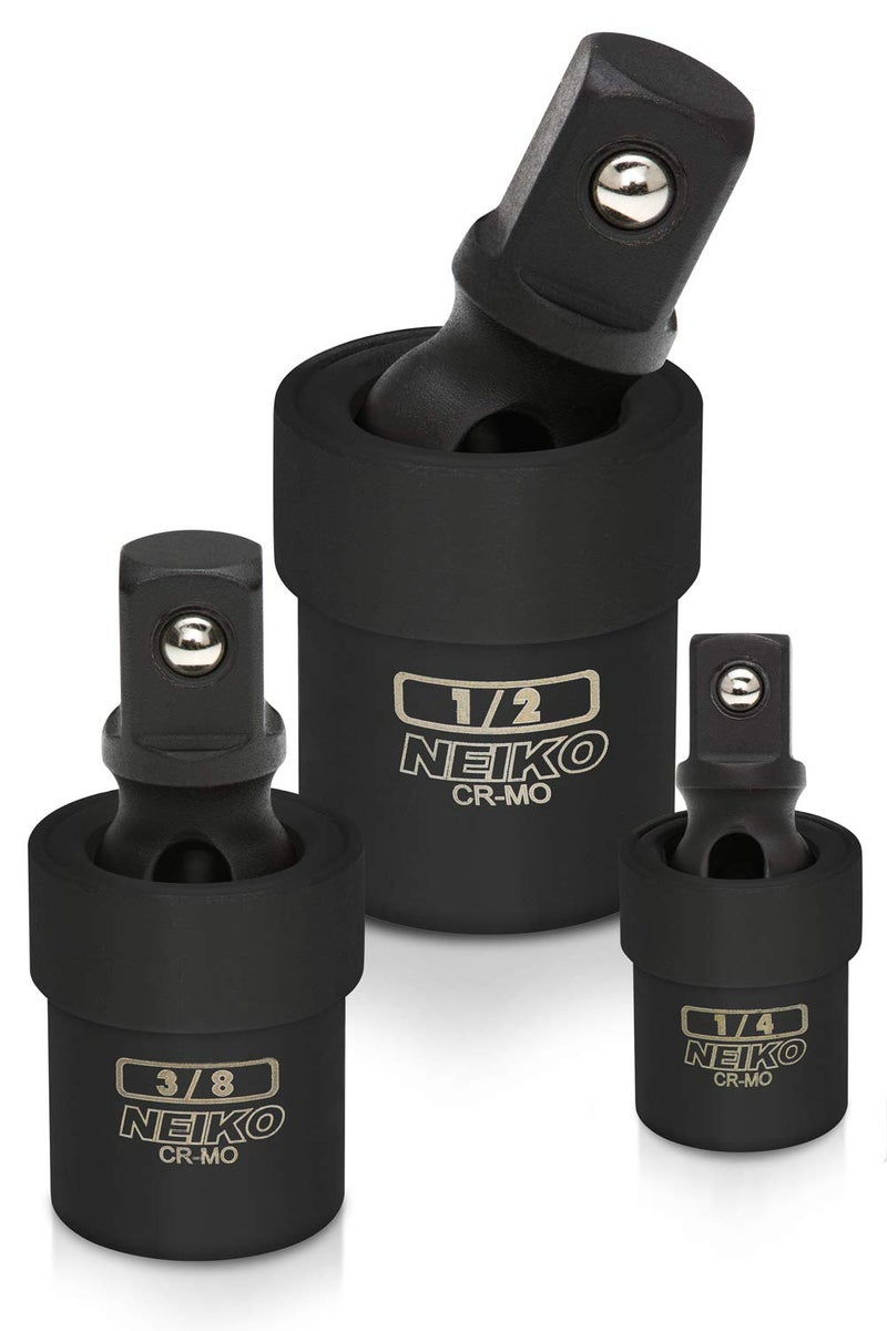 Neiko NEIKO 02486A Impact Universal Joint-Socket Swivel Set, Socket Extension Set Made From Cr-Mo with Included 1/4-, 3/8-, and 1/2-Inch Sockets, Set of 3  - Image 1