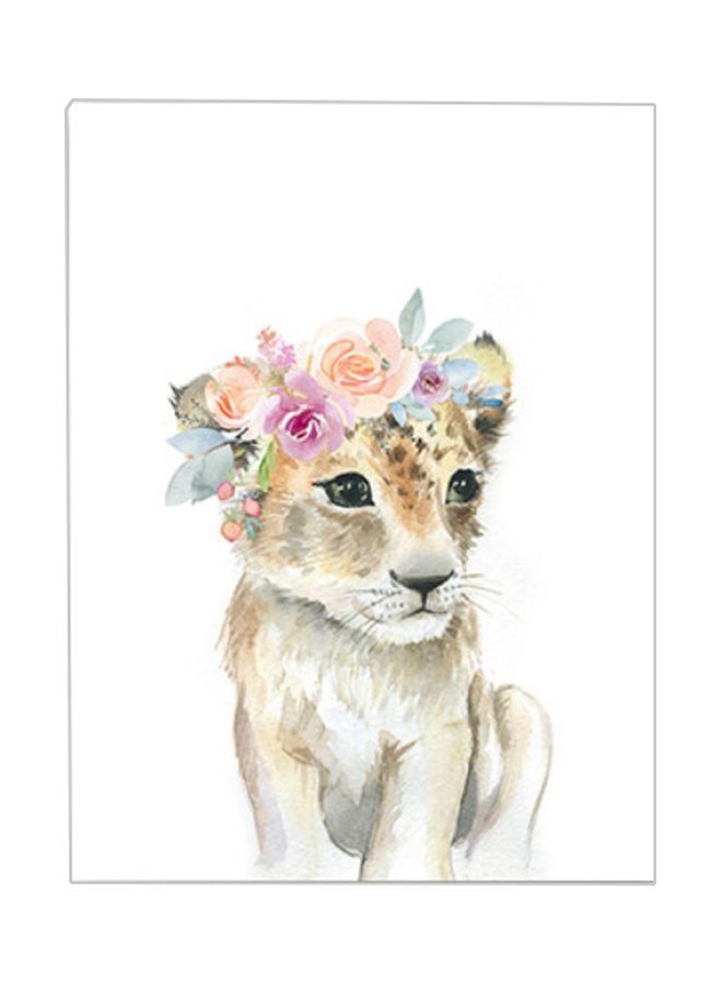 نيبمينينت لوحة فنية لديكور الحائط بتصميم حيوان لطيف أبيض/بني 45x5x5سنتيمتر - Image 1