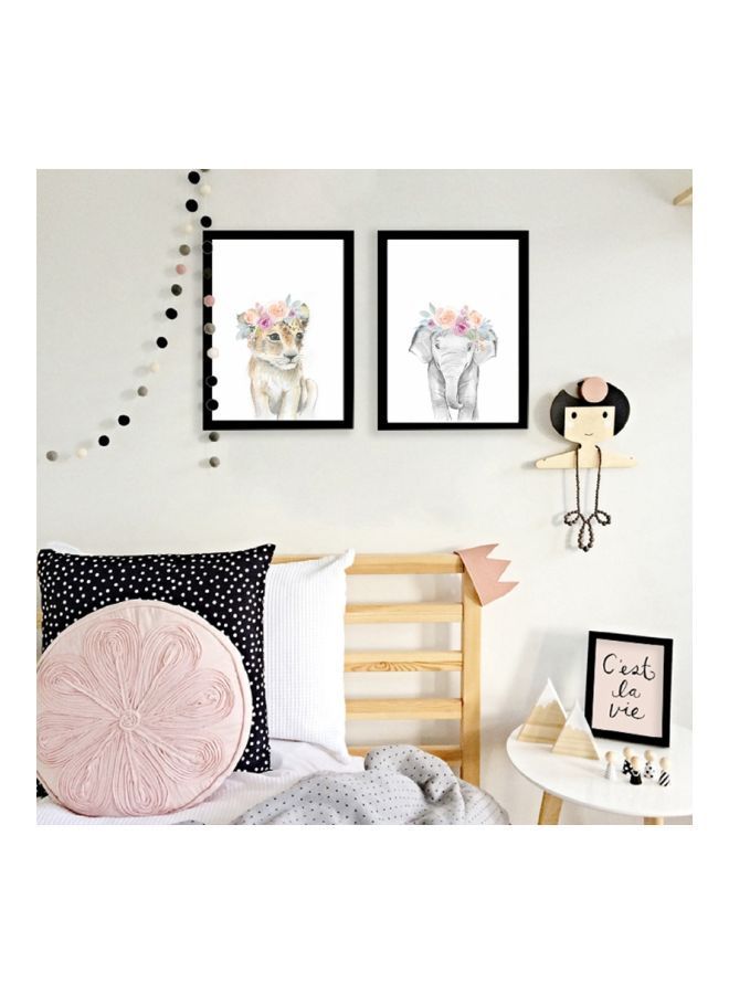 نيبمينينت لوحة فنية لديكور الحائط بتصميم حيوان لطيف أبيض/بني 45x5x5سنتيمتر - Image 2