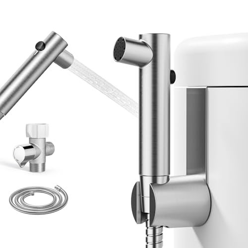 BIGCOW Stainless Steel Handheld Bidet Sprayer for Toilet, Stepless Water Pressure Control, Gentle Toilet Jet Spray with Leak-Proof Bidet Hose, Ideal for Feminine Hygiene, Cloth Diaper, Pet Cleaning - Image 1