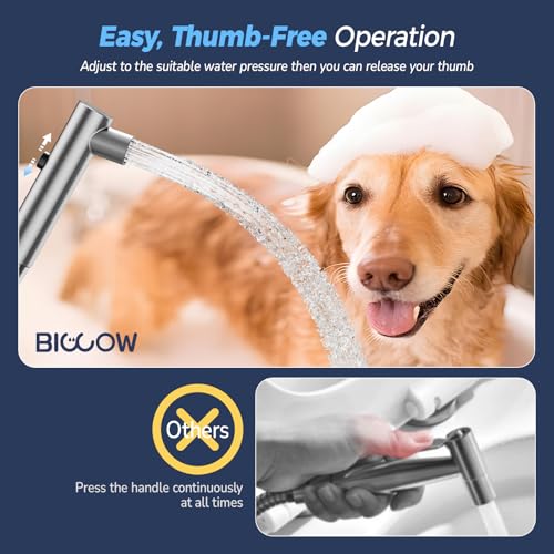 BIGCOW Stainless Steel Handheld Bidet Sprayer for Toilet, Stepless Water Pressure Control, Gentle Toilet Jet Spray with Leak-Proof Bidet Hose, Ideal for Feminine Hygiene, Cloth Diaper, Pet Cleaning - Image 3