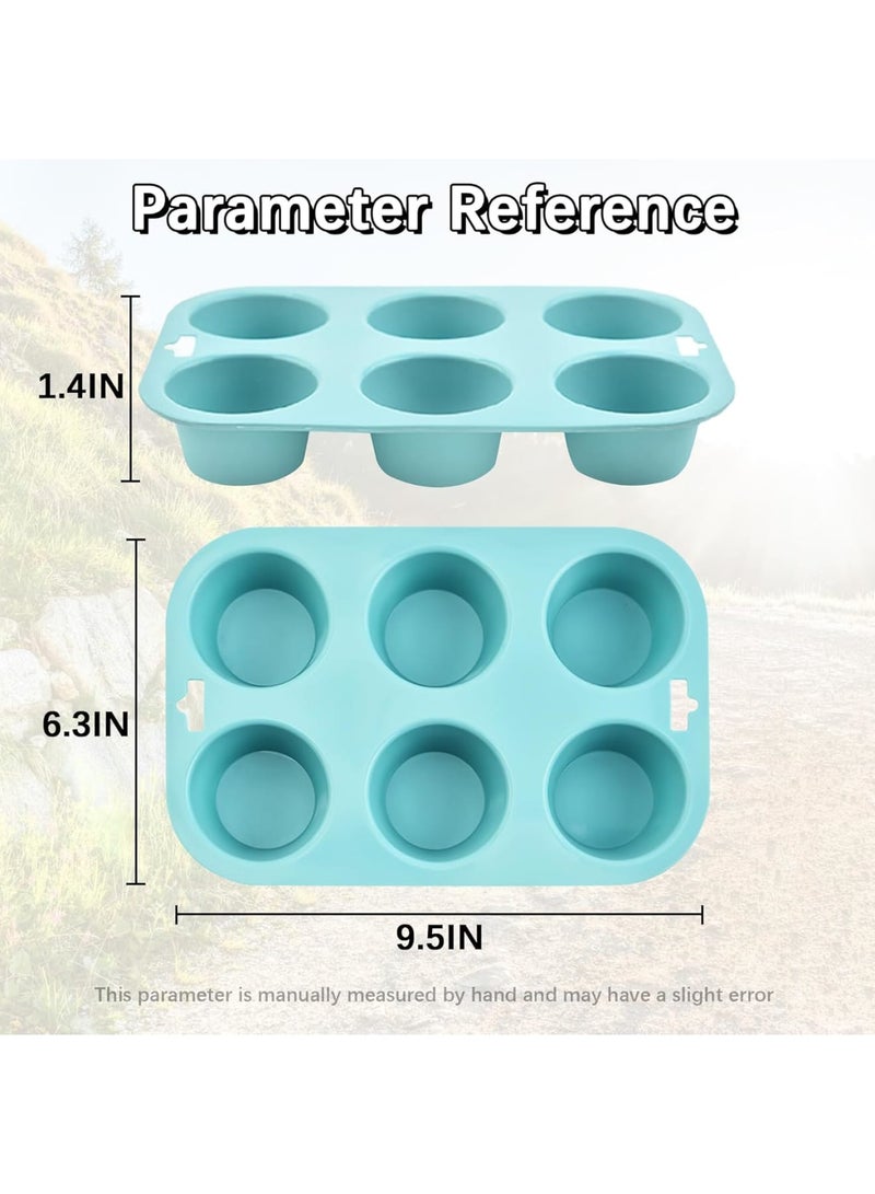 SOLARAE قالب بيض سيليكون لقلاية الهواء، 2 قطعة 6 تجاويف قالب خبز سيليكون قابل لإعادة الاستخدام، قالب كعك مصغر غير لاصق، لخبز البرغر، البيض المقلي، كعك، تارت وحلويات - Image 3