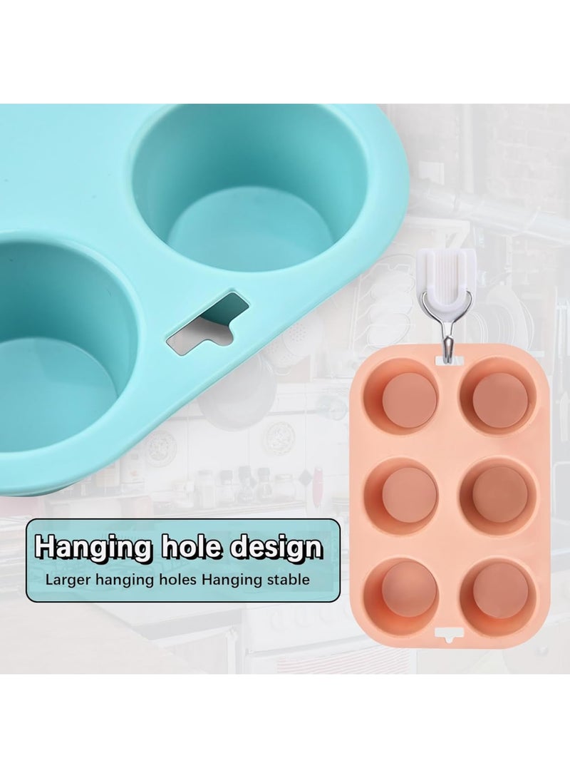 SOLARAE قالب بيض سيليكون لقلاية الهواء، 2 قطعة 6 تجاويف قالب خبز سيليكون قابل لإعادة الاستخدام، قالب كعك مصغر غير لاصق، لخبز البرغر، البيض المقلي، كعك، تارت وحلويات - Image 2
