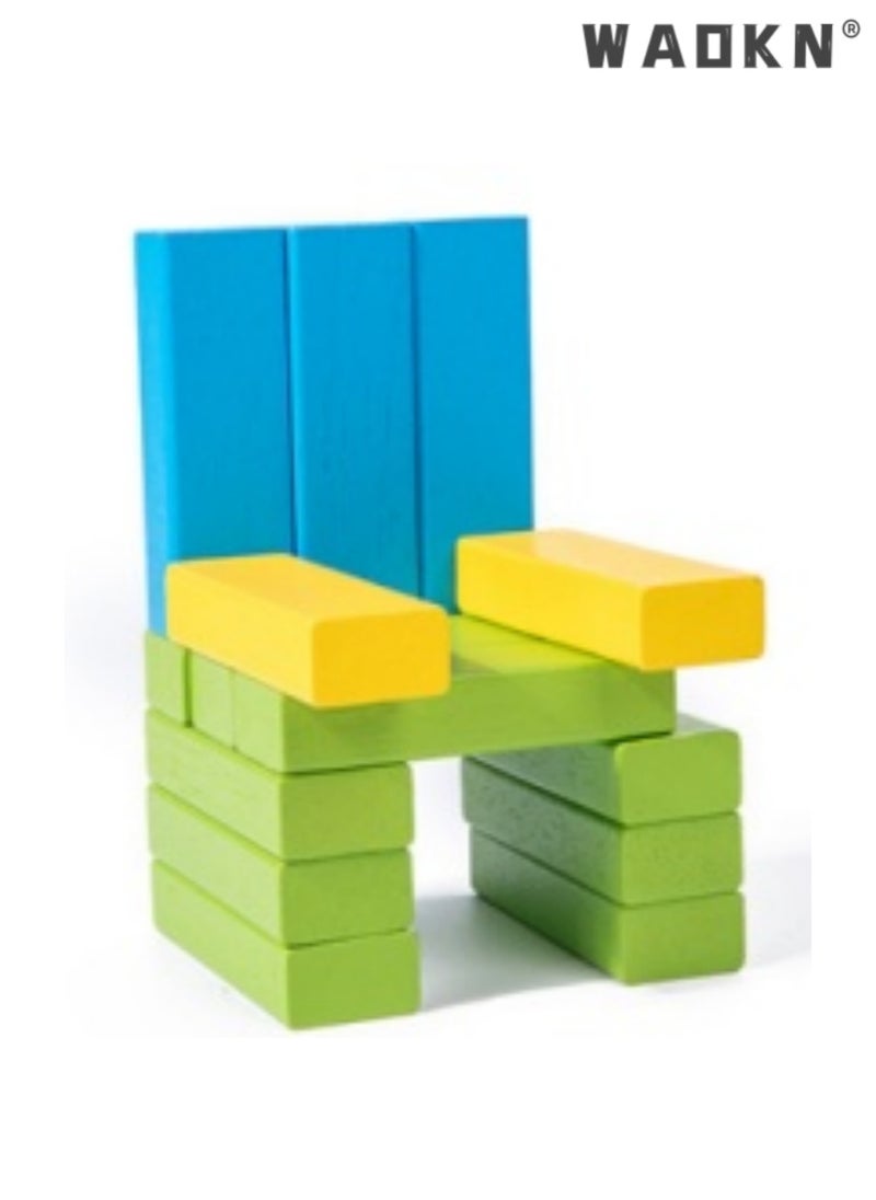 WAOKN Enchanting Wooden Building Blocks Stacking Board Game for Kids - A Fun-Filled Educational Adventure with 54 Durable Pieces for Creative Construction and Spatial Reasoning Skills Development  - Image 3