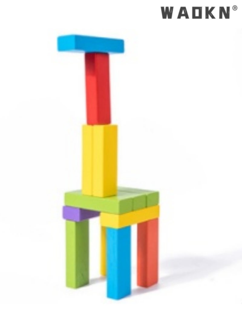 WAOKN Enchanting Wooden Building Blocks Stacking Board Game for Kids - A Fun-Filled Educational Adventure with 54 Durable Pieces for Creative Construction and Spatial Reasoning Skills Development  - Image 2