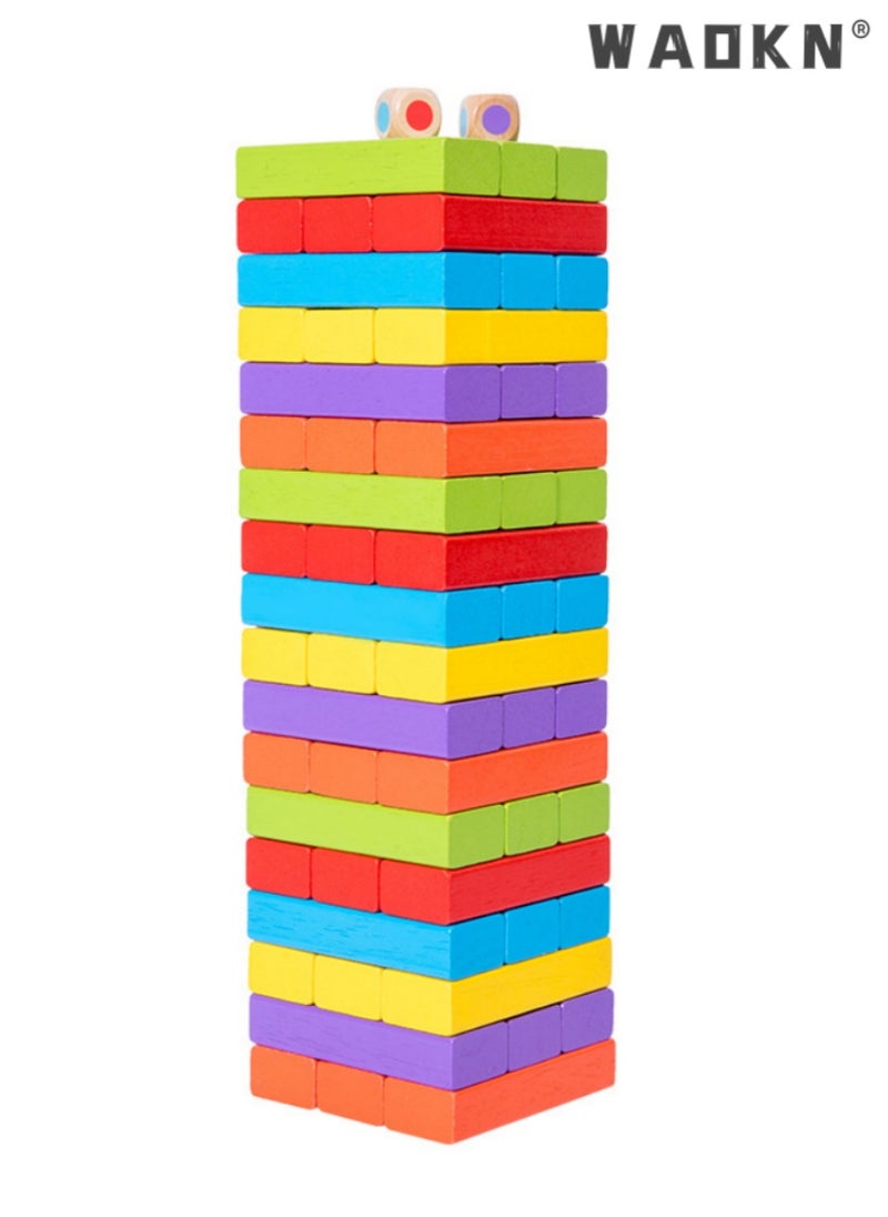 WAOKN Enchanting Wooden Building Blocks Stacking Board Game for Kids - A Fun-Filled Educational Adventure with 54 Durable Pieces for Creative Construction and Spatial Reasoning Skills Development  - Image 1