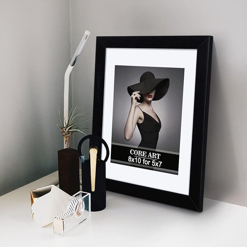 CORE ART 8x10 Black Picture Frame Display Pictures 5x7 with Mat or 8x10 without Mat, Wall and Tabletop Display Gallery Frame Set of 4 - Image 5