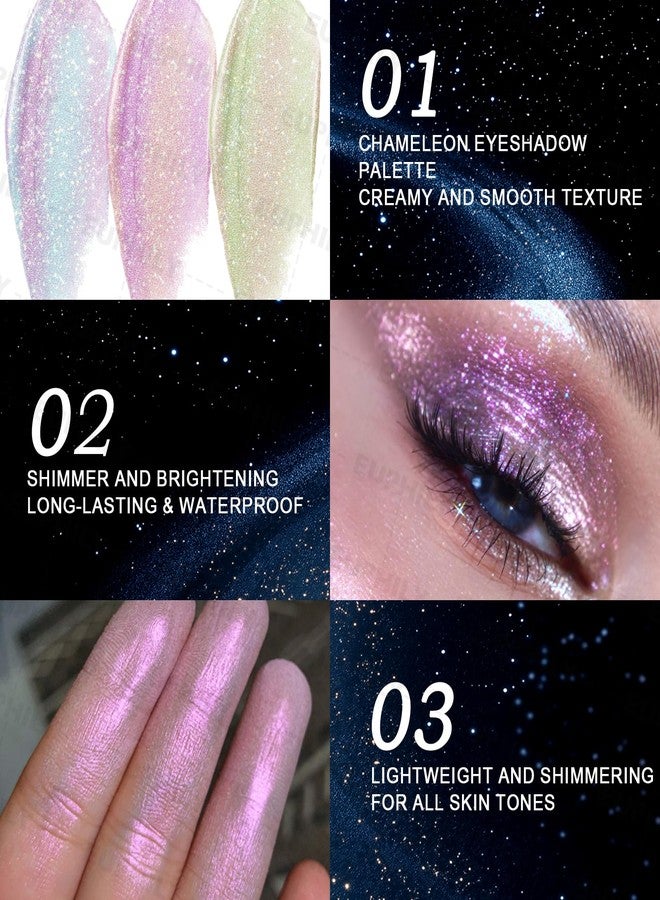 Euphily Holographic Glitter Face Highlighter Palette, Chameleon Multichrome Metallic Shimmer Highlighters, Inner Corner Eye Color Shifting Sparkle Illuminator, Highly Pigmented Eye Brighten Makeup #02 - Image 5