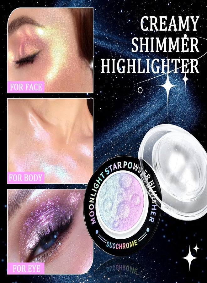 Euphily Holographic Glitter Face Highlighter Palette, Chameleon Multichrome Metallic Shimmer Highlighters, Inner Corner Eye Color Shifting Sparkle Illuminator, Highly Pigmented Eye Brighten Makeup #02 - Image 3