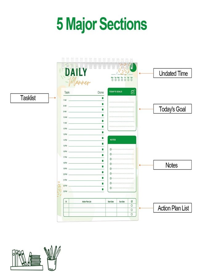 CHARMGIFTBOX To Do List Notebook Daily Planner A5 CheckList Pad 52 Sheets, 5.9" x 8.2" Daily Schedule Goal and Tasks Setting Notepad Productivity Planner, Everyday Planner, A5-LG - Image 2