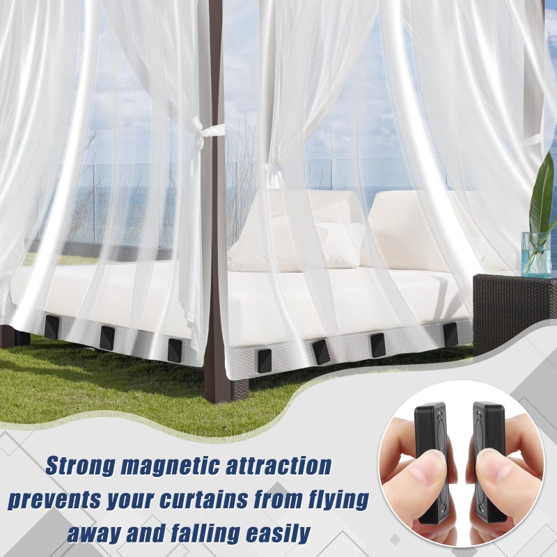 Phoncoo 18 Pcs Outdoor Curtain Weights, Plastic Wrapped Magnetic Drapery Weights, Waterproof Heavy Duty Curtain Magnets for Heavy Wind Outside, Shower Curtain, Tablecloth, Flag (Black) - Image 5