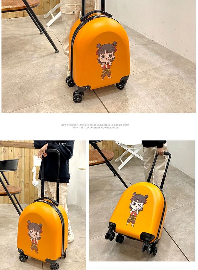 CityRiya-Long Kids Luggage Travel Suitcase Children's Carry on Luggage 18" Cartoon Rolling Trolley Case Ride-on Wheeled Suitcase for Children Toddlers Boys Girls  - Image 3